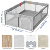 Baby Playpen – Light Gray Corralito Playground with Pull Rings | Child Safety Fence & Ball Pit