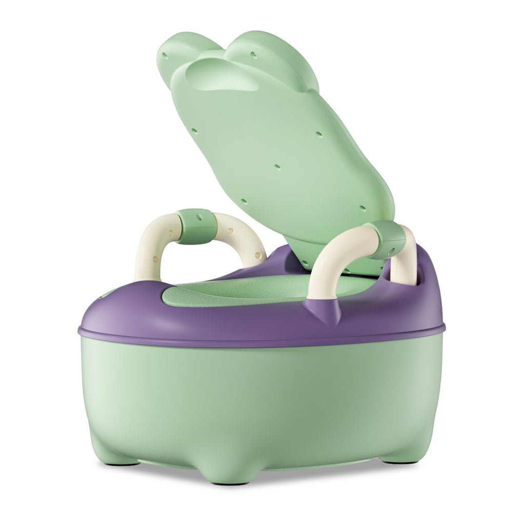 Töpfchentrainer für Kinder – Tragbare Baby-Toilette mit Griff & Gepolsterter Sitzfläche im Frosch-Design