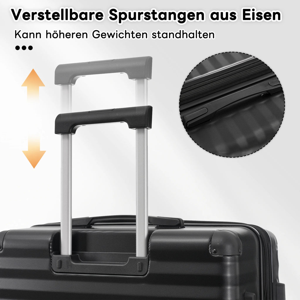 3-teiliges Kofferset M/L/XL – Hartschalen-Trolley mit TSA-Schloss, 4 Rollen, ABS Reisegepäck, Handgepäck & Reisekoffer