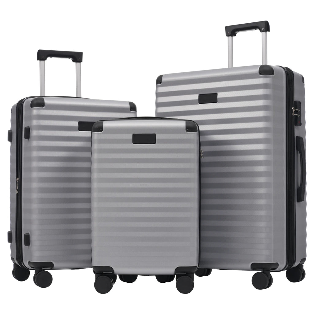 3-teiliges Kofferset M/L/XL – Hartschalen-Trolley mit TSA-Schloss, 4 Rollen, ABS Reisegepäck, Handgepäck & Reisekoffer