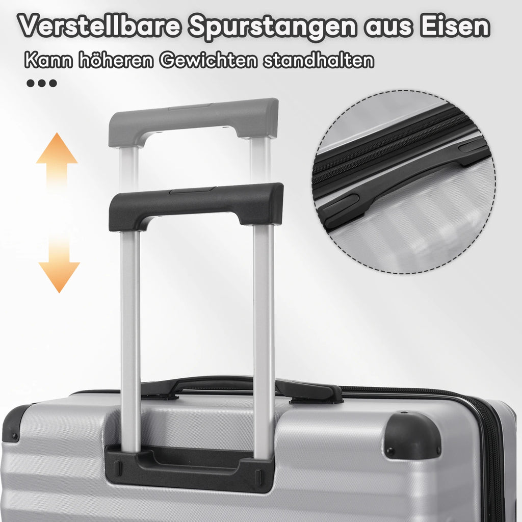 3-teiliges Kofferset M/L/XL – Hartschalen-Trolley mit TSA-Schloss, 4 Rollen, ABS Reisegepäck, Handgepäck & Reisekoffer