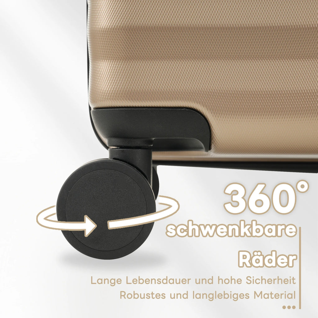 3-teiliges Kofferset M/L/XL – Hartschalen-Trolley mit TSA-Schloss, 4 Rollen, ABS Reisegepäck, Handgepäck & Reisekoffer