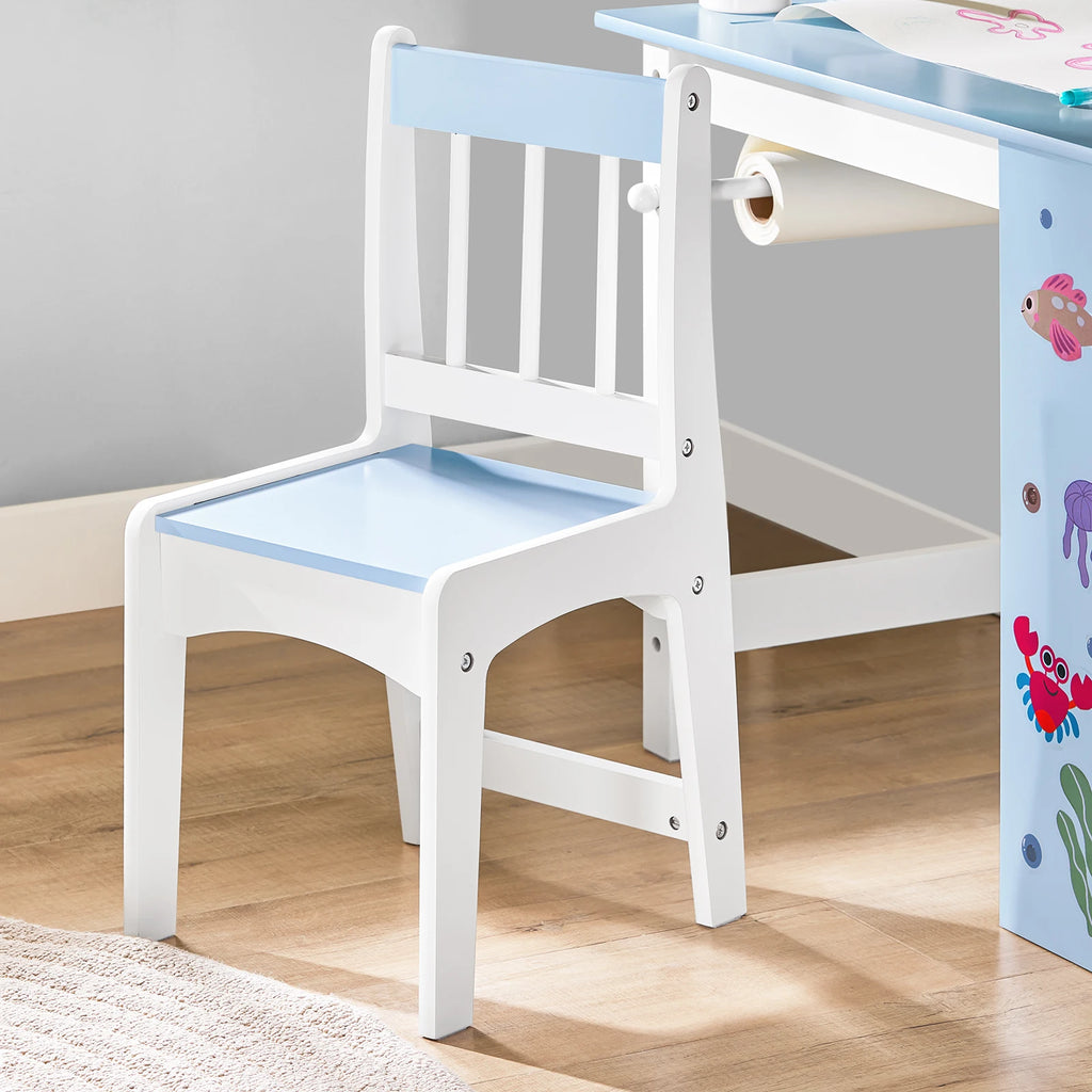 2-teiliges Kindertisch- und Stuhlset mit Aufklebern – DIY-Kinderschreibtisch mit 3 Stiftehaltern