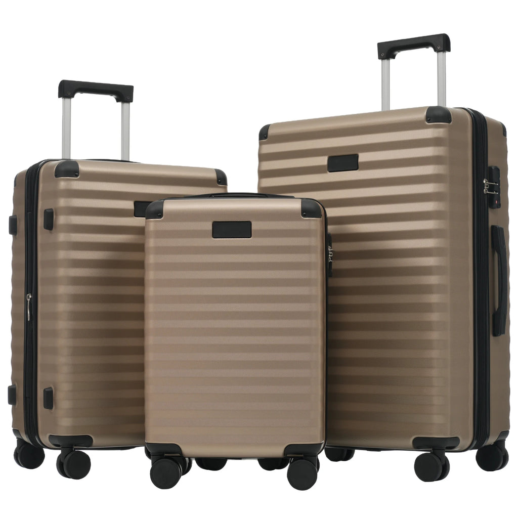 3-teiliges Kofferset M/L/XL – Hartschalen-Trolley mit TSA-Schloss, 4 Rollen, ABS Reisegepäck, Handgepäck & Reisekoffer