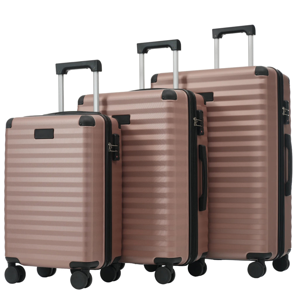 3-teiliges Kofferset M/L/XL – Hartschalen-Trolley mit TSA-Schloss, 4 Rollen, ABS Reisegepäck, Handgepäck & Reisekoffer