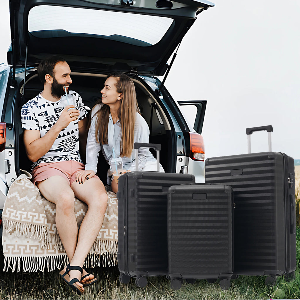 3-teiliges Kofferset M/L/XL – Hartschalen-Trolley mit TSA-Schloss, 4 Rollen, ABS Reisegepäck, Handgepäck & Reisekoffer