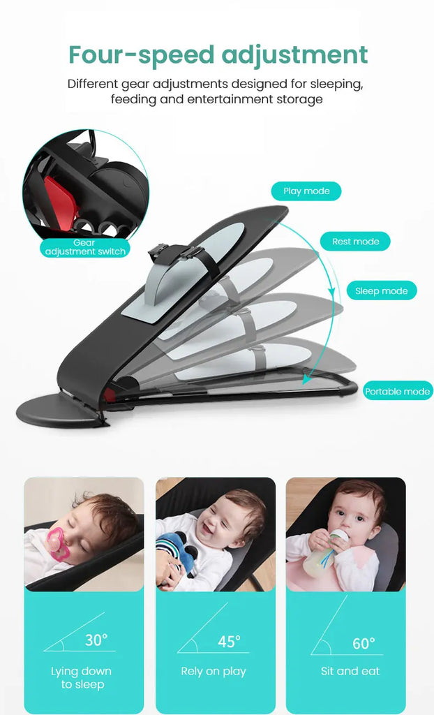 Faltbarer Baby-Schaukelstuhl 4-in-1 – Wippe, Ruhe- & Schaukelstuhl, Tragbares Kinderbett