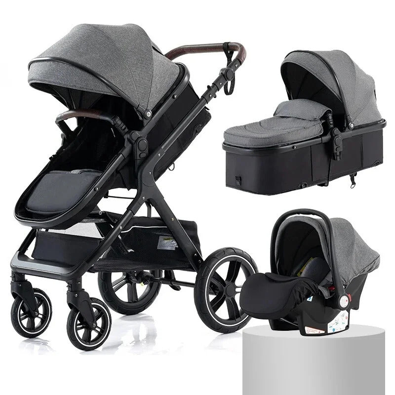 3-in-1 Multifunktionaler Kinderwagen – Hochliegender, Leichter & Zusammenklappbarer