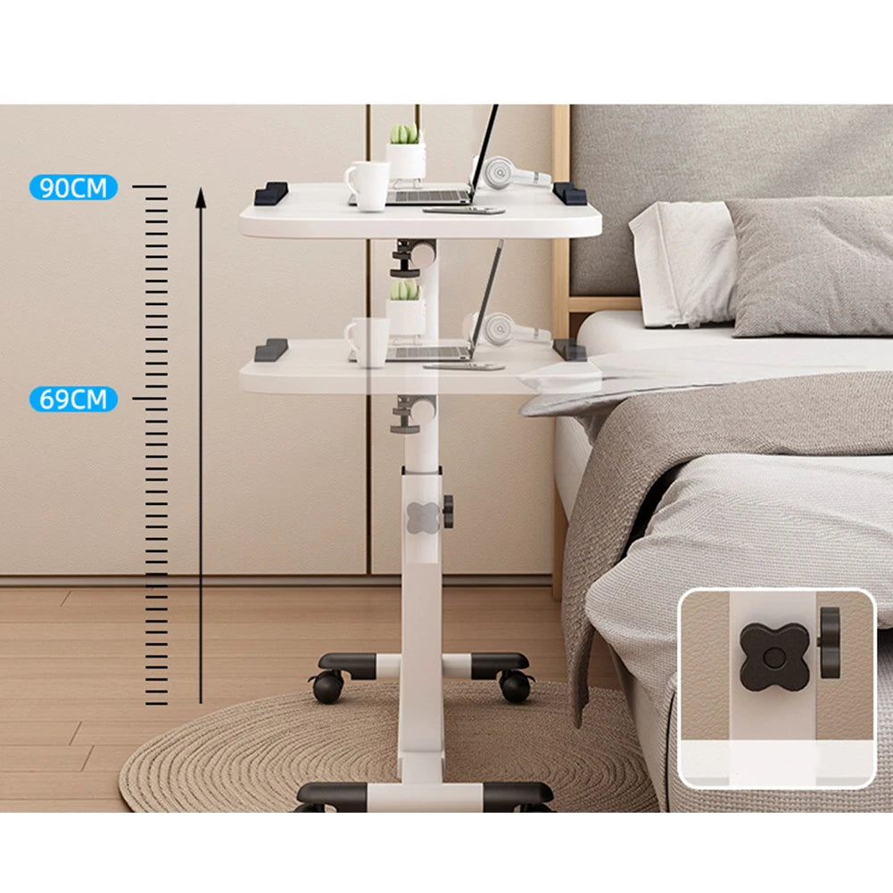 Höhenverstellbarer Laptop-Tisch mit 360° drehbarer Tischplatte – Mobiler Rolltisch für Bett, Sofa oder Büro