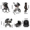 3-in-1 Kinderwagen, Sportwagen mit verstellbarem Schiebebügel, umkehrbarem Sitz und leichtem, faltbarem Rahmen