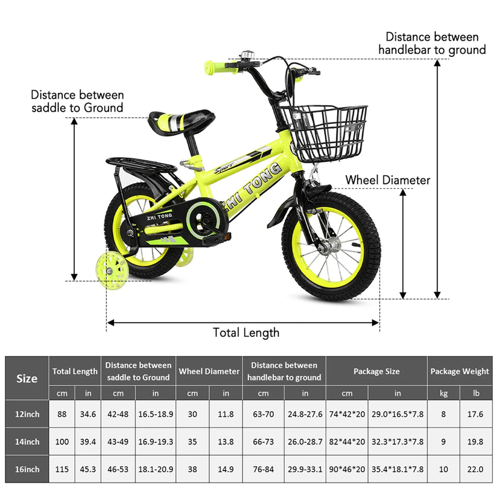 14-Zoll Kinderfahrrad mit verstellbarer Sitzhöhe und abnehmbarem Korb – Für Jungen und Mädchen von 2 bis 7 Jahren