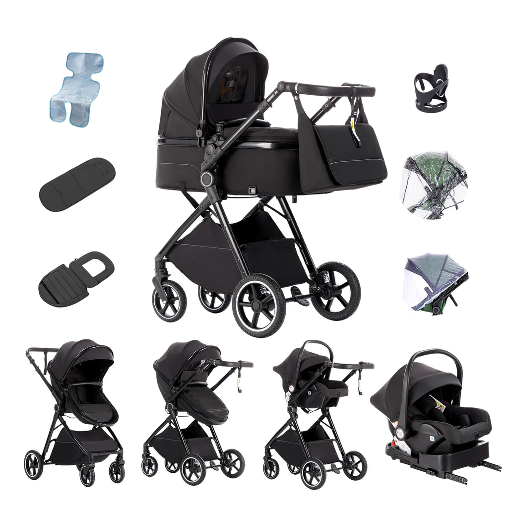 Kinderwagen 3 in 1 – Einfach faltbarer,  mit Sicherheitssitz, EU-Standard, geeignet für Neugeborene.