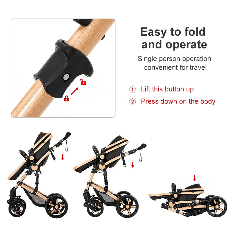Baby Kinderwagen, Hochlandschafts-Kinderwagen mit Babywanne, Wasserabweisender Kinderwagen.