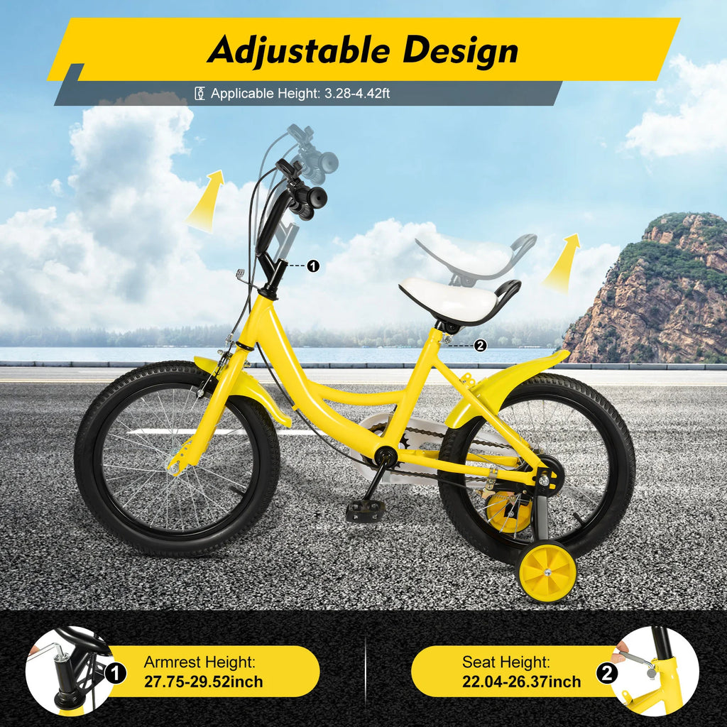 16-Zoll Kinderfahrrad für Jungen & Mädchen (5–8 Jahre) – Doppelbremssystem, Stützräder, erhältlich in Grün/Pink/Gelb