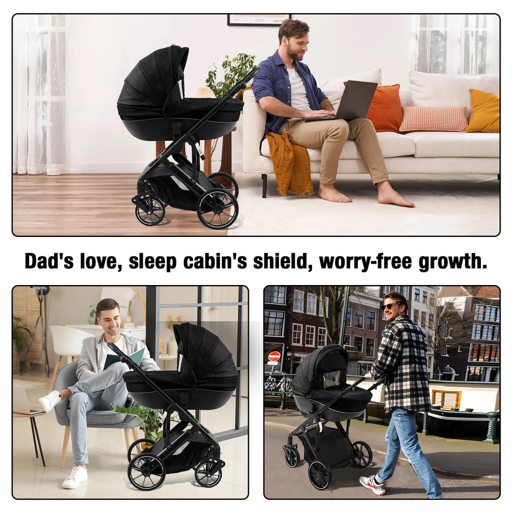 Luxus 3-in-1 Kinderwagen für Neugeborene – Leichter Kinderwagen