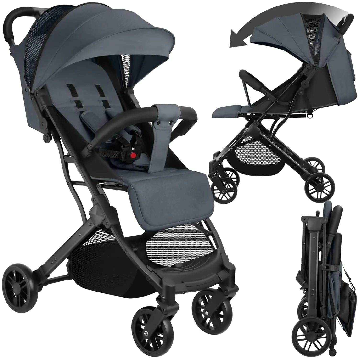 Buggy Pram, Kinderwagen für 0–3 Jahre | Erstausstattung für Neugeborene & Kleinkinder | Leichter, faltbarer