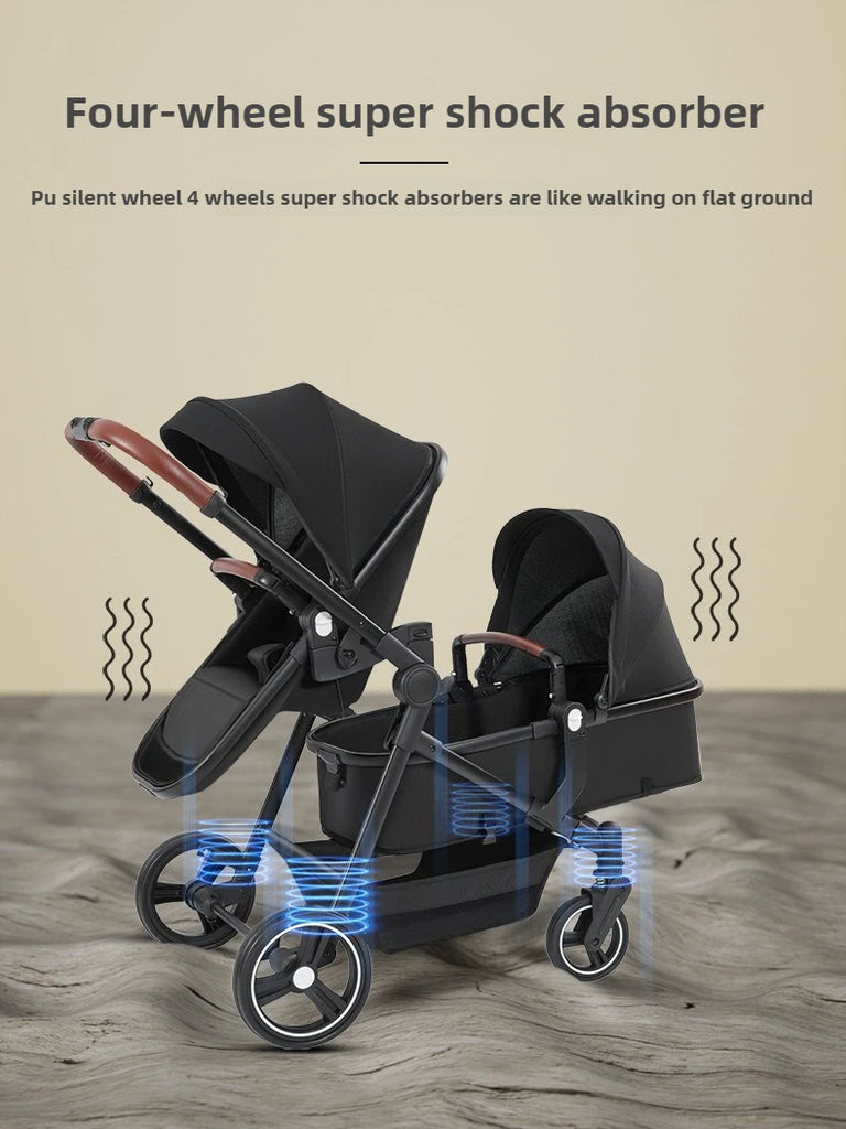 Leichter Zwillingskinderwagen – Faltbarer Doppelsitz-Kinderwagen, tragbarer und multifunktional