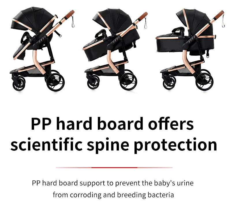 PU leder - Leichter 3-in-1 Kinderwagen – Babywagen mit PU-Rädern, faltbar & vielseitig nutzbar ab Geburt