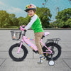 14 Zoll Kinderfahrrad mit verstellbarem Sitz, Stützrädern, Korb & Rücksitz, bis 50 kg belastbar, für Kinder 3–5 Jahre