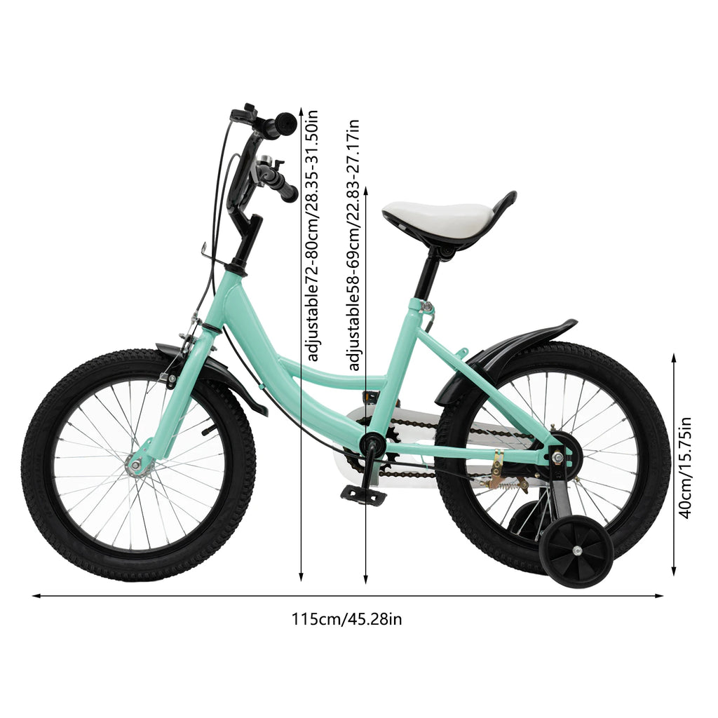 16-Zoll Kinderfahrrad für Jungen & Mädchen (5–8 Jahre) – Doppelbremssystem, Stützräder, erhältlich in Grün/Pink/Gelb