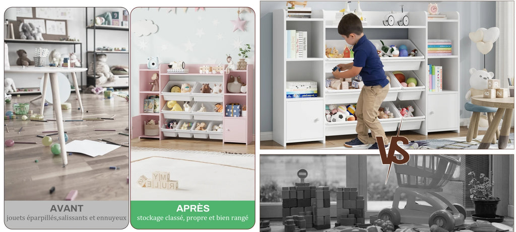 Kinderregal mit Spielzeugboxen – 8 Aufbewahrungsboxen & 9 Fächer