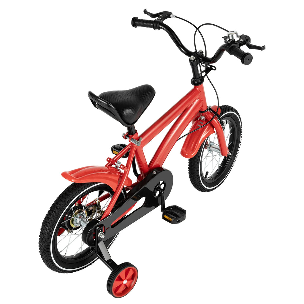 14-Zoll Kinderfahrrad mit Stützrädern – Verstellbarer Sattel, Doppelbremse, für Kinder von 2–4 Jahren