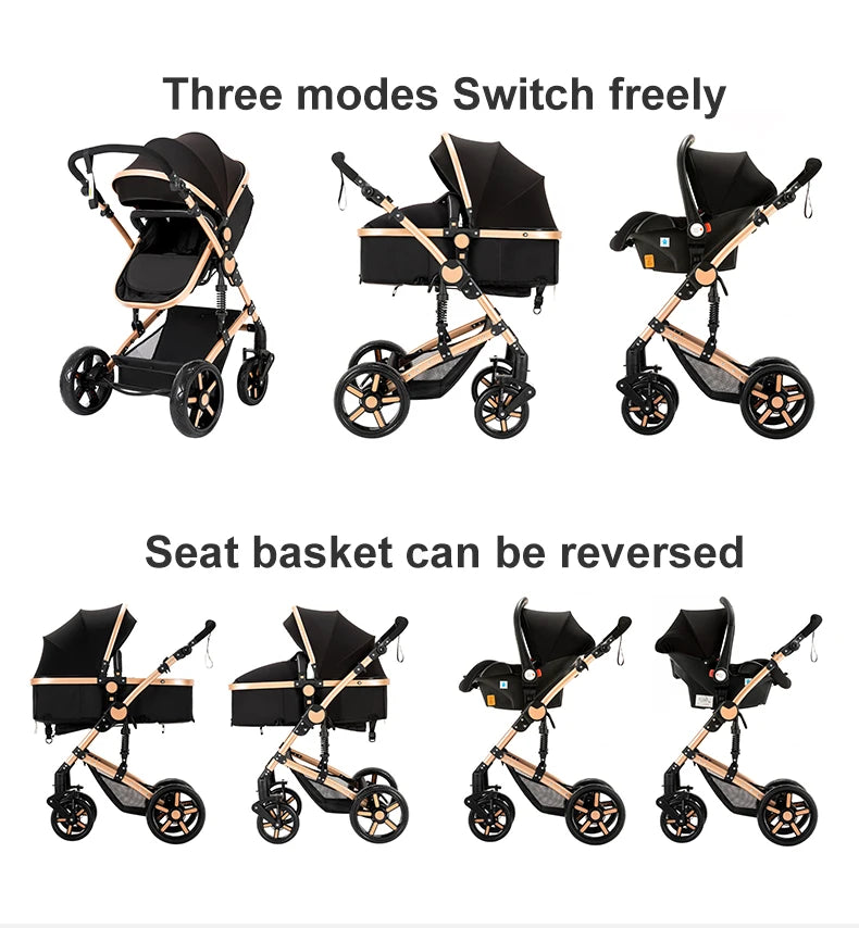 Baby Kinderwagen, Hochlandschafts-Kinderwagen mit Babywanne, Wasserabweisender Kinderwagen.