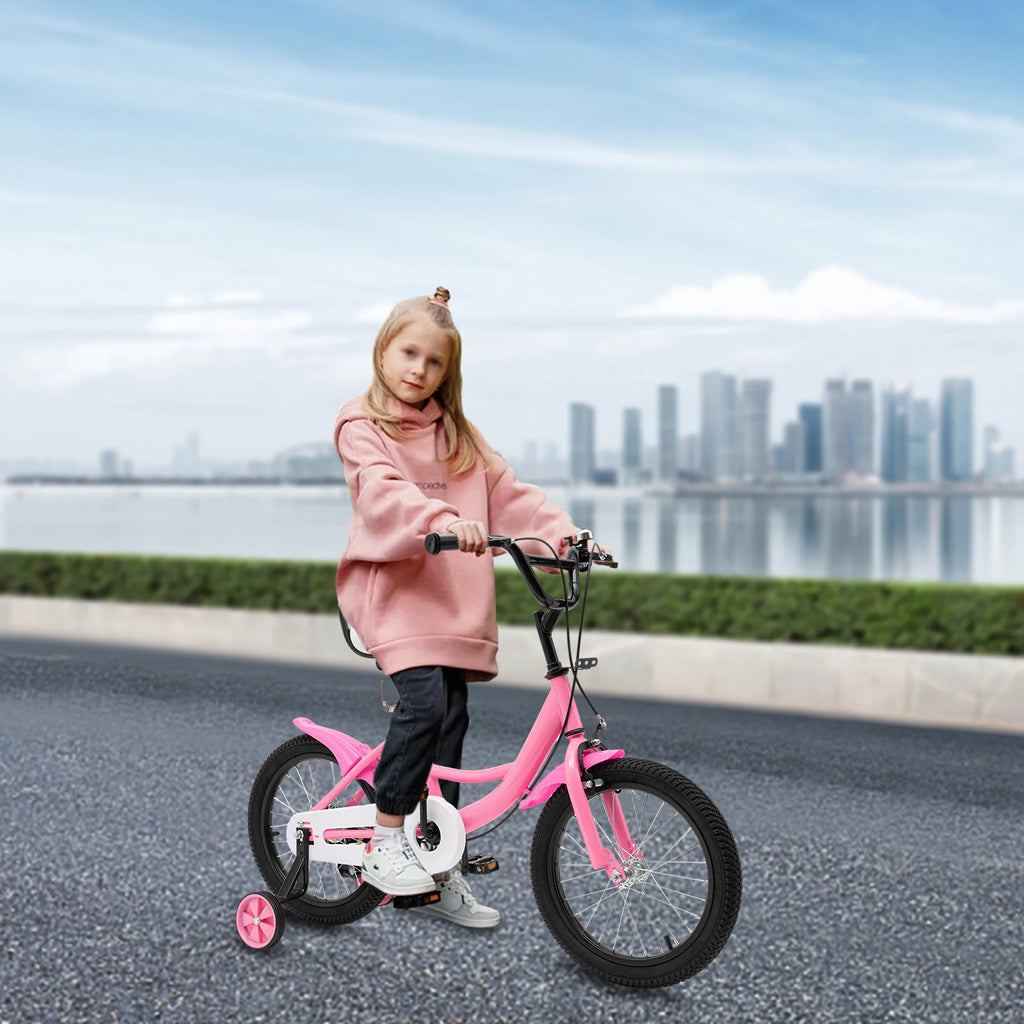 16-Zoll Kinderfahrrad für Jungen & Mädchen (5–8 Jahre) – Doppelbremssystem, Stützräder, erhältlich in Grün/Pink/Gelb