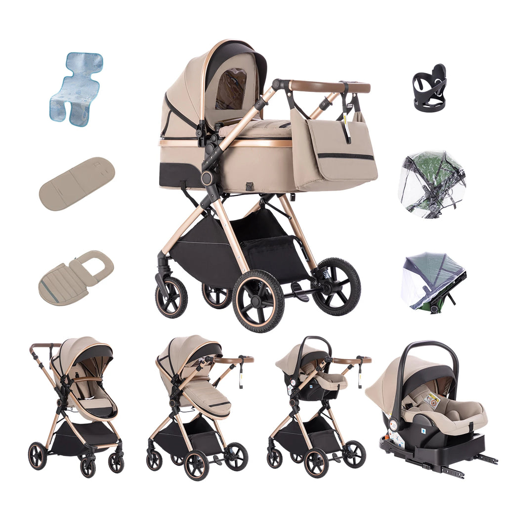 Kinderwagen 3 in 1 – Einfach faltbarer,  mit Sicherheitssitz, EU-Standard, geeignet für Neugeborene.