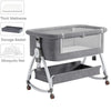 5-in-1 Babybett – Tragbares, faltbares Babybett mit verstellbarer Höhe, geräuschlosen Rollen, Wiegefunktion und Moskitonetz für Neugeborene.