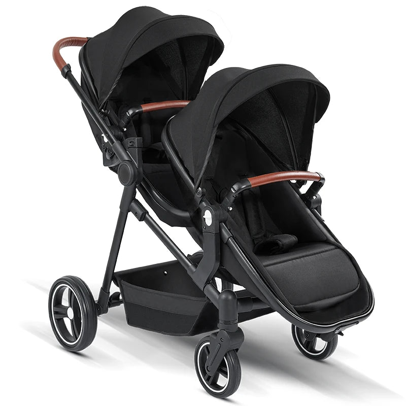 Leichter Zwillingskinderwagen – Faltbarer Doppelsitz-Kinderwagen, tragbarer und multifunktional