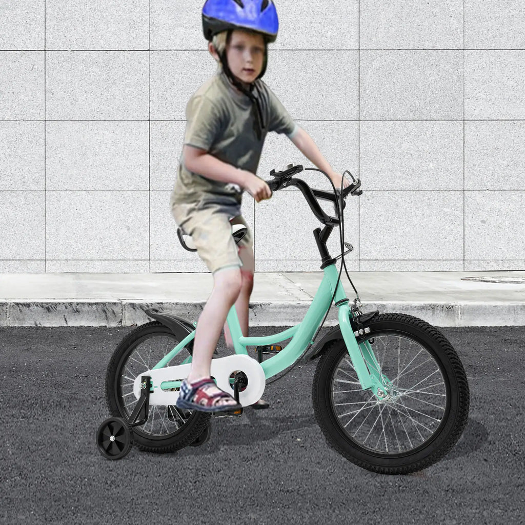 16-Zoll Kinderfahrrad für Jungen & Mädchen (5–8 Jahre) – Doppelbremssystem, Stützräder, erhältlich in Grün/Pink/Gelb