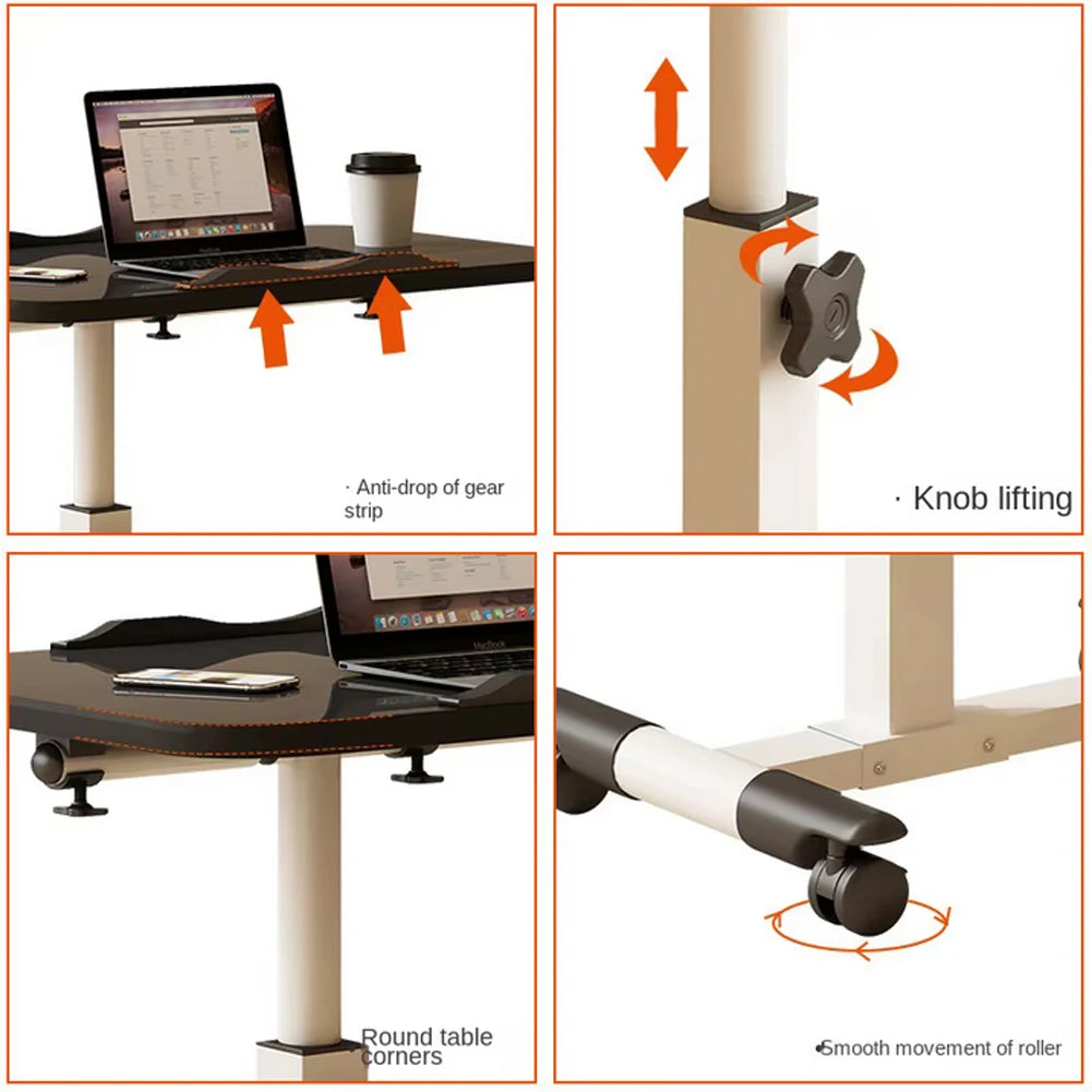 Höhenverstellbarer Laptop-Tisch mit 360° drehbarer Tischplatte – Mobiler Rolltisch für Bett, Sofa oder Büro