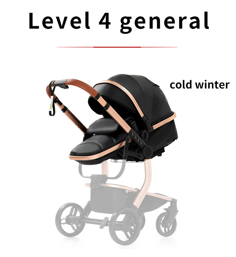PU leder - Leichter 3-in-1 Kinderwagen – Babywagen mit PU-Rädern, faltbar & vielseitig nutzbar ab Geburt