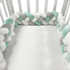 1–5 m Baby-Bettschutz – geflochtenes Knotenkissen mit vier Strängen, Stoßschutz fürs Kinderbett, weiche Deko fürs Babyzimmer