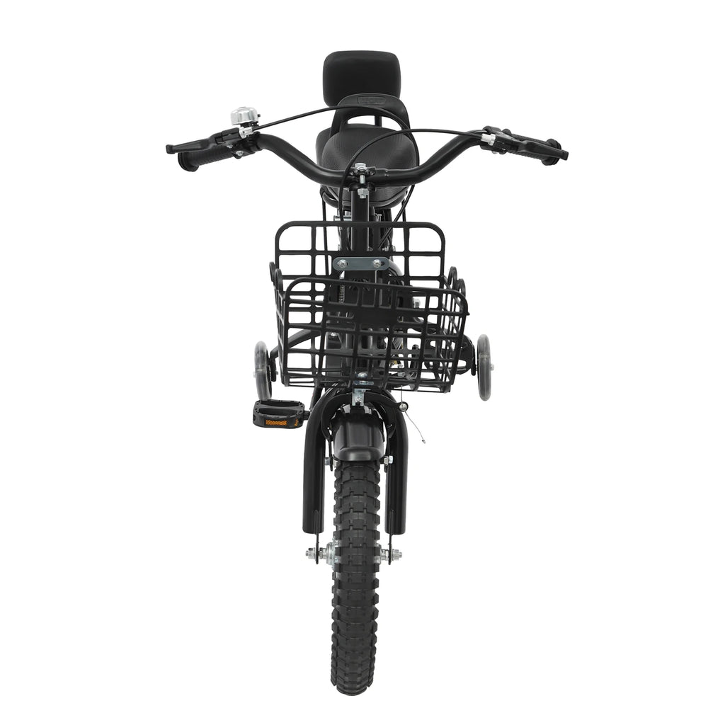 14 Zoll Kinderfahrrad – Verstellbares Fahrrad mit Stützrädern, Korb & Rücksitz, für Kinder 3–5 Jahre