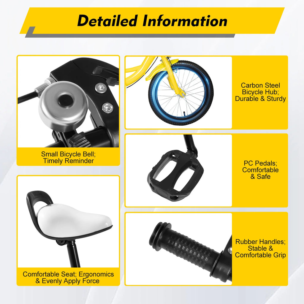 16-Zoll Kinderfahrrad für Jungen & Mädchen (5–8 Jahre) – Doppelbremssystem, Stützräder, erhältlich in Grün/Pink/Gelb