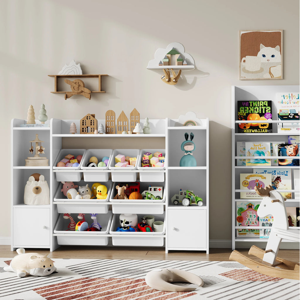 Kinderregal mit Spielzeugboxen – 8 Aufbewahrungsboxen & 9 Fächer