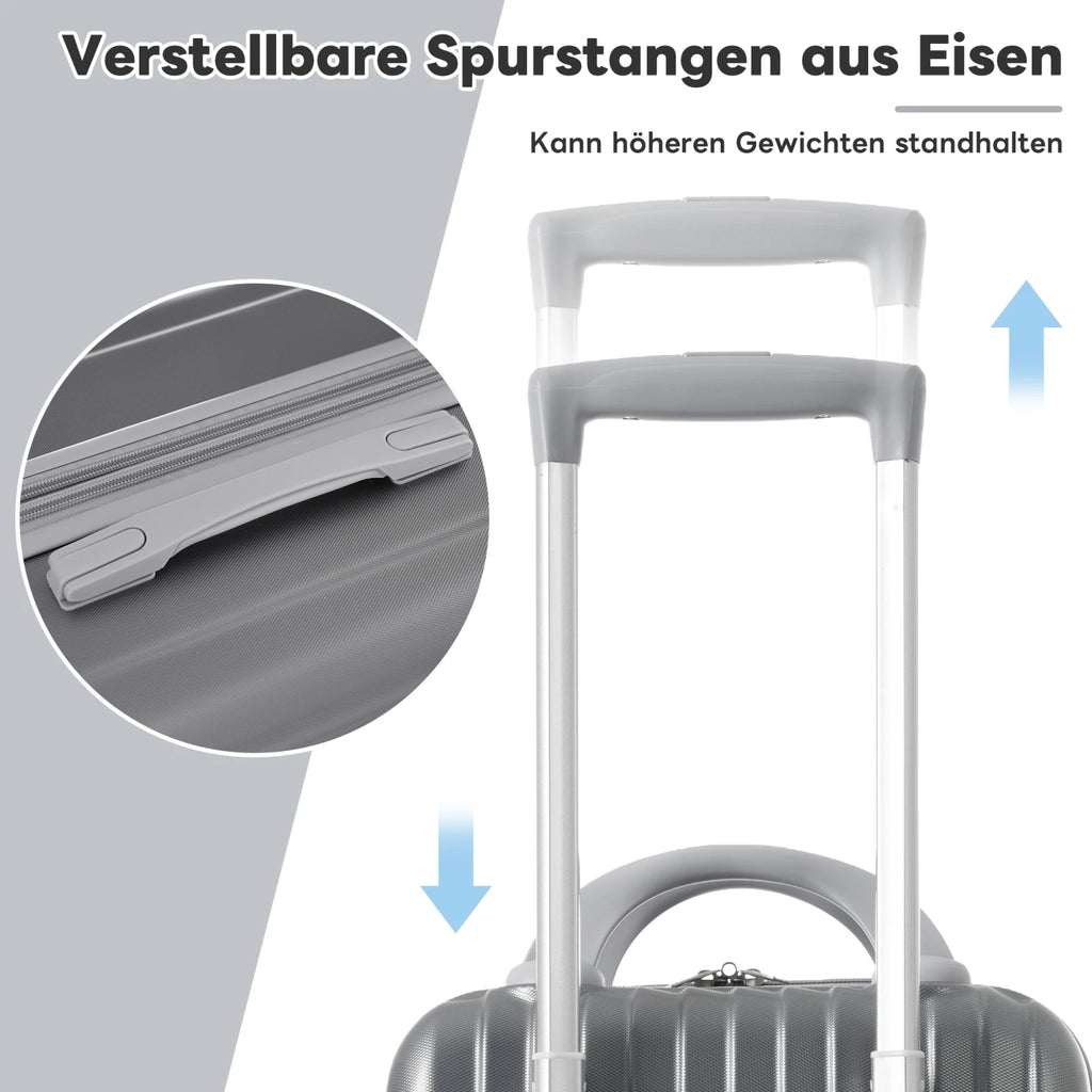 4-teiliges Kofferset – Hartschalen-Trolley aus ABS mit 360° drehbaren Rollen, TSA-Schloss & Teleskopgriff