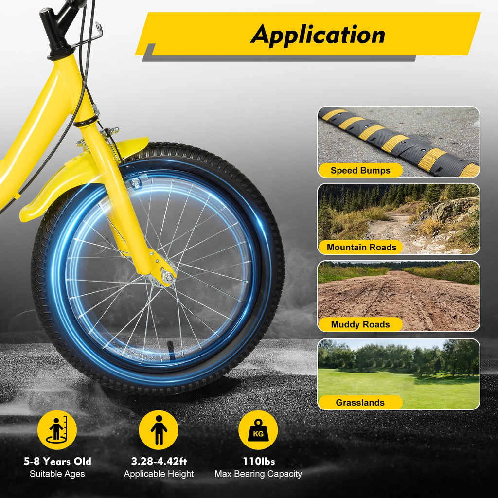 16-Zoll Kinderfahrrad für Jungen & Mädchen (5–8 Jahre) – Doppelbremssystem, Stützräder, erhältlich in Grün/Pink/Gelb