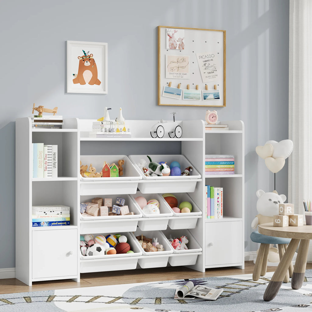 Kinderregal mit Spielzeugboxen – 8 Aufbewahrungsboxen & 9 Fächer