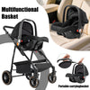 3-in-1 Kinderwagen, Sportwagen mit verstellbarem Schiebebügel, umkehrbarem Sitz und leichtem, faltbarem Rahmen