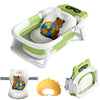 Faltbare Babybadewanne mit Badesitz, Thermometer, Duschkappe & Bürste – Für Neugeborene & Kleinkinder (0–36 Monate)