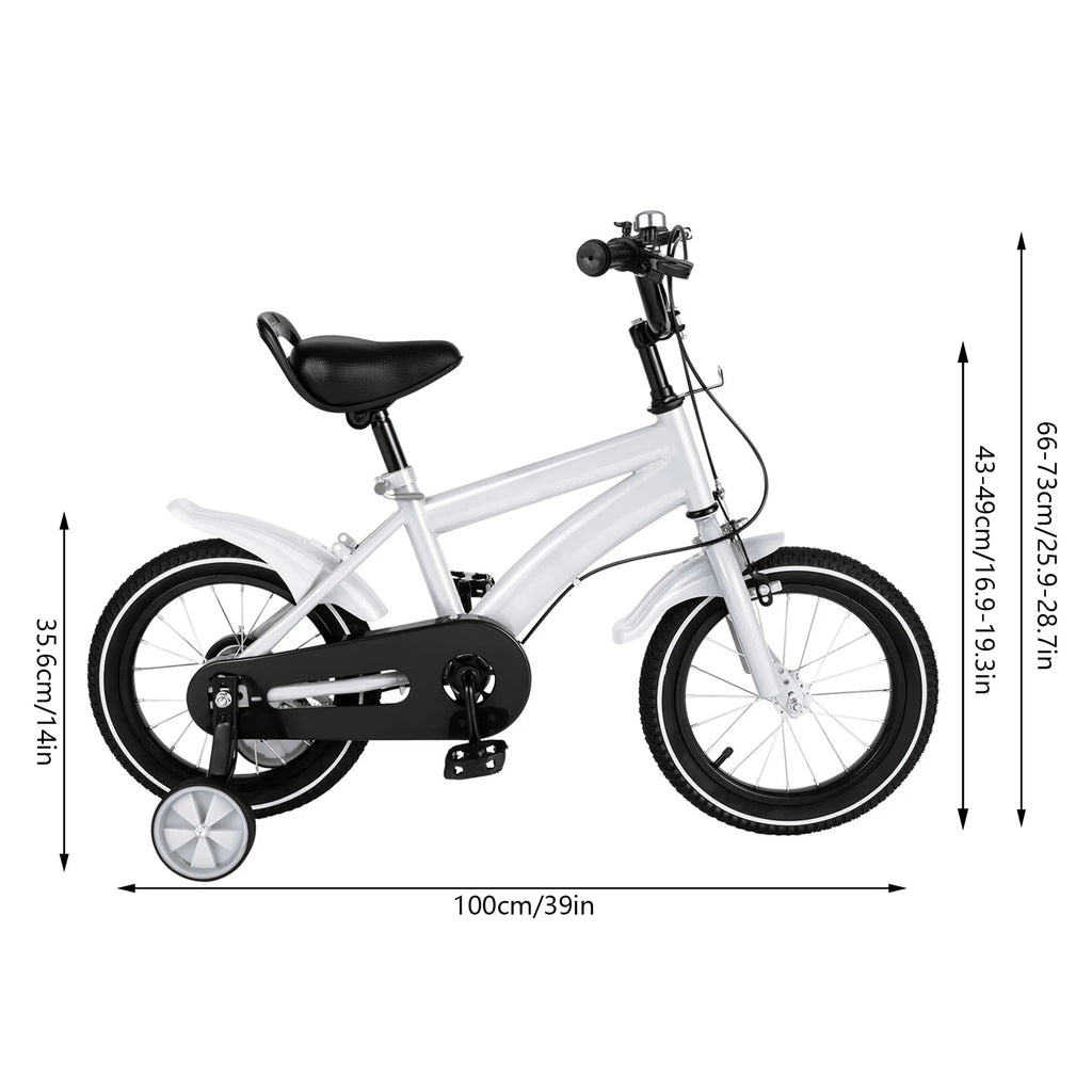 14-Zoll Kinderfahrrad mit Stützrädern – Verstellbarer Sattel, Doppelbremse, für Kinder von 2–4 Jahren