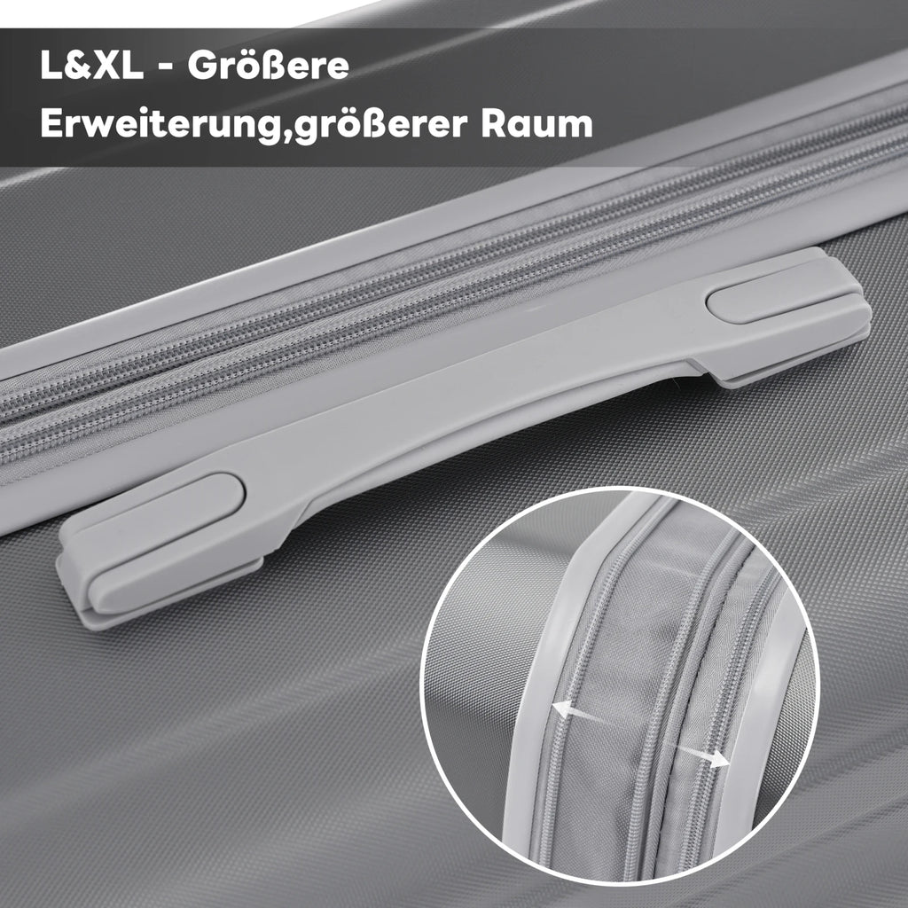 4-teiliges Kofferset – Hartschalen-Trolley aus ABS mit 360° drehbaren Rollen, TSA-Schloss & Teleskopgriff