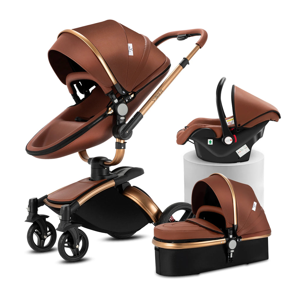 Pu Leder Kinderwagen 3 in 1 leichte hohe Landschaft Babyauto mit Autos itz für Baby Neugeborene Aluminium rahmen Kinderwagen