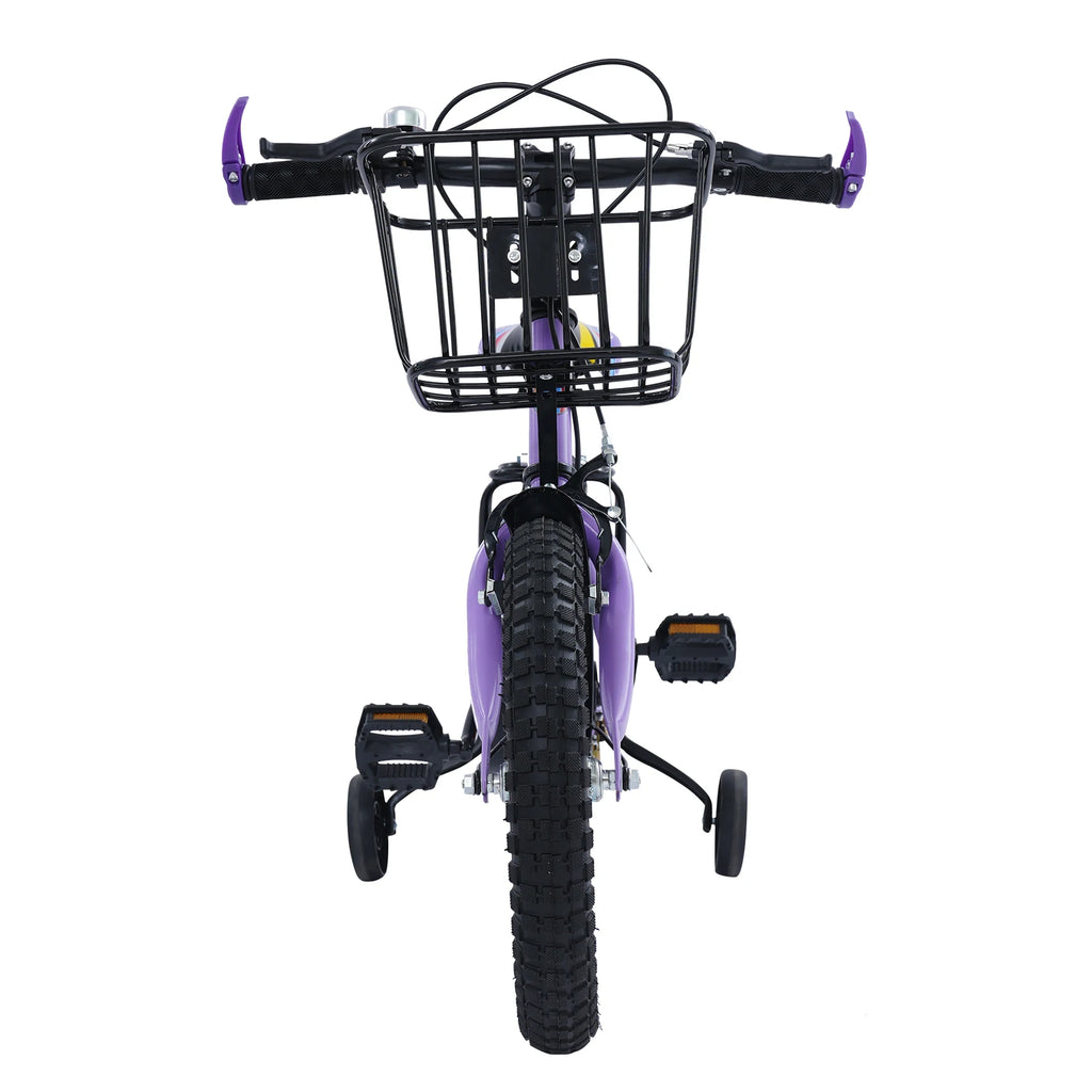 14 Zoll Kinderfahrrad mit verstellbarem Sitz, Stützrädern, Korb & Rücksitz, bis 50 kg belastbar, für Kinder 3–5 Jahre