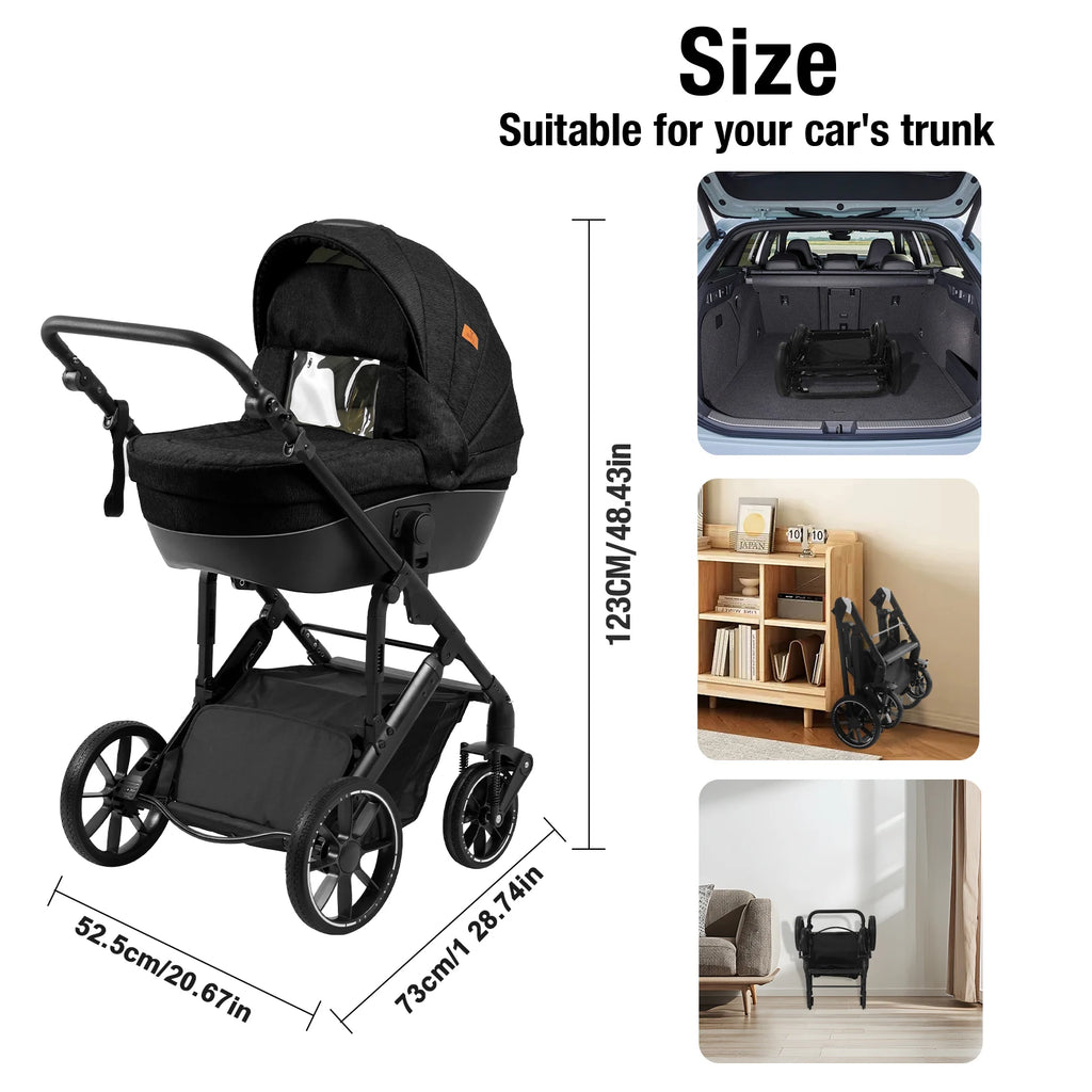Luxus 3-in-1 Kinderwagen für Neugeborene – Leichter Kinderwagen