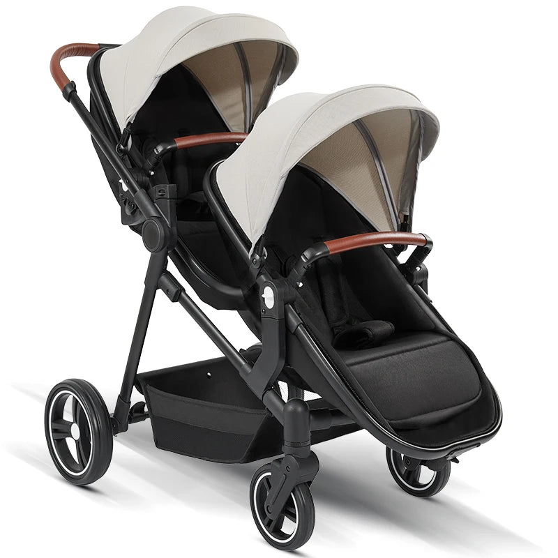 Leichter Zwillingskinderwagen – Faltbarer Doppelsitz-Kinderwagen, tragbarer und multifunktional
