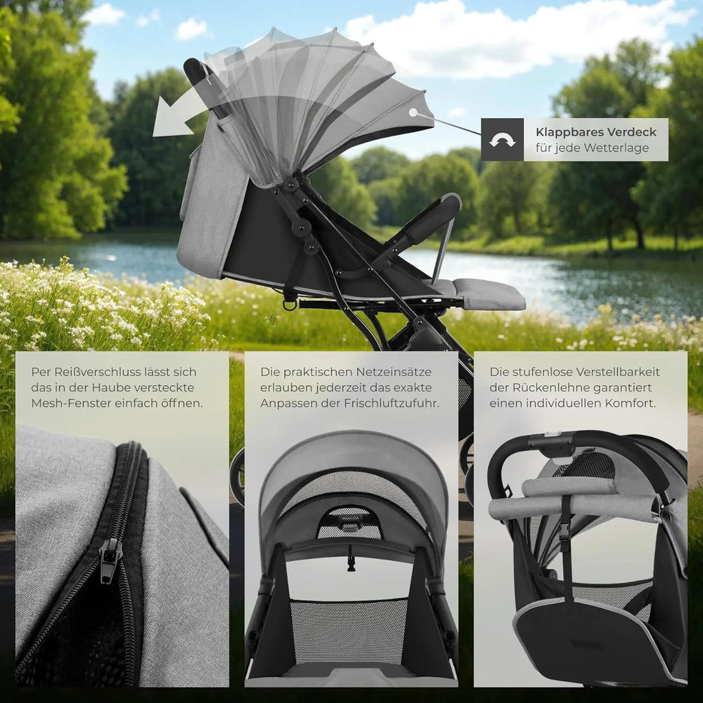 Buggy Pram, Kinderwagen für 0–3 Jahre | Erstausstattung für Neugeborene & Kleinkinder | Leichter, faltbarer